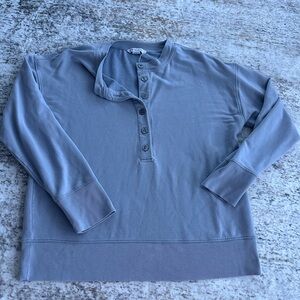 Blue Gray Button-Up Sweatshirt